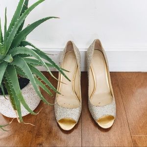 Enzo Angiolini | Sparkly peep toe, gold stilettos